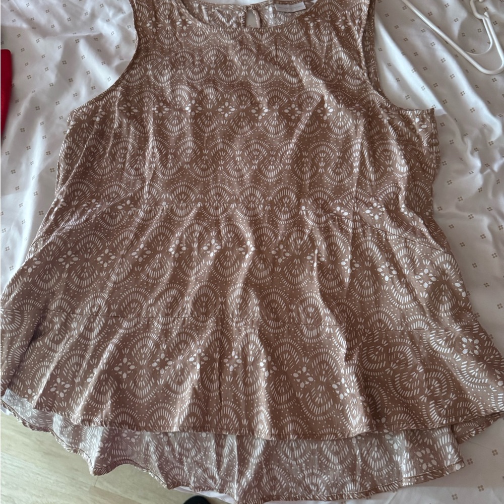 Barneys New York Brown Patterned Sleeveless Blouse